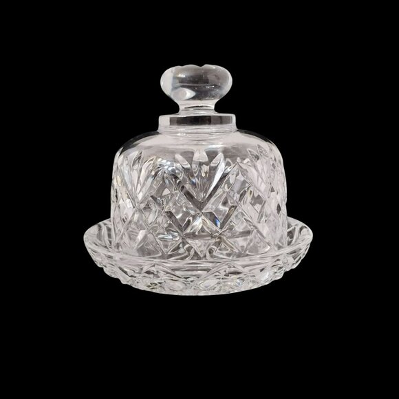Vintage Galway Leah Butter Dish, Glass Crystal 4" Covered With Dome Lid & Plate - Picture 1 of 6